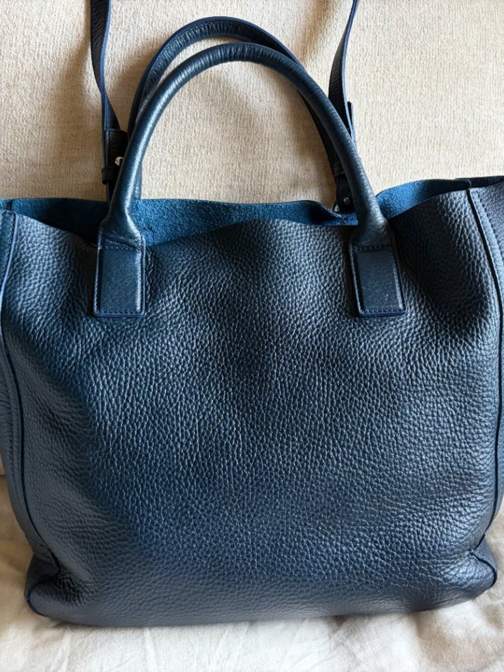 Shinola Navy Leather Tote/Crossbody Bag VGUC